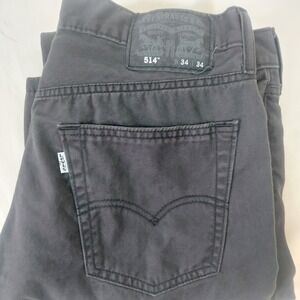 Levi Strauss 514 Straight Fit Jeans Mens Charcoal Gray/Black W34 L34